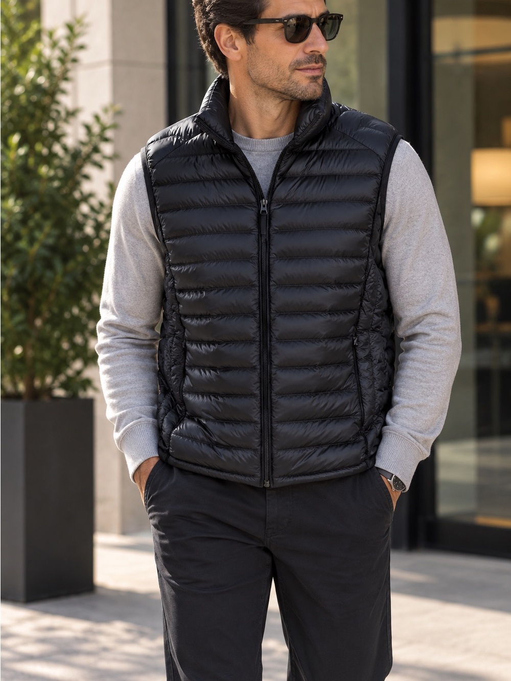 Uniqlo Men's Black Quilted Packable Down Vest